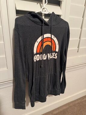 Charcoal 'Good Vibes' Rainbow Hoodie